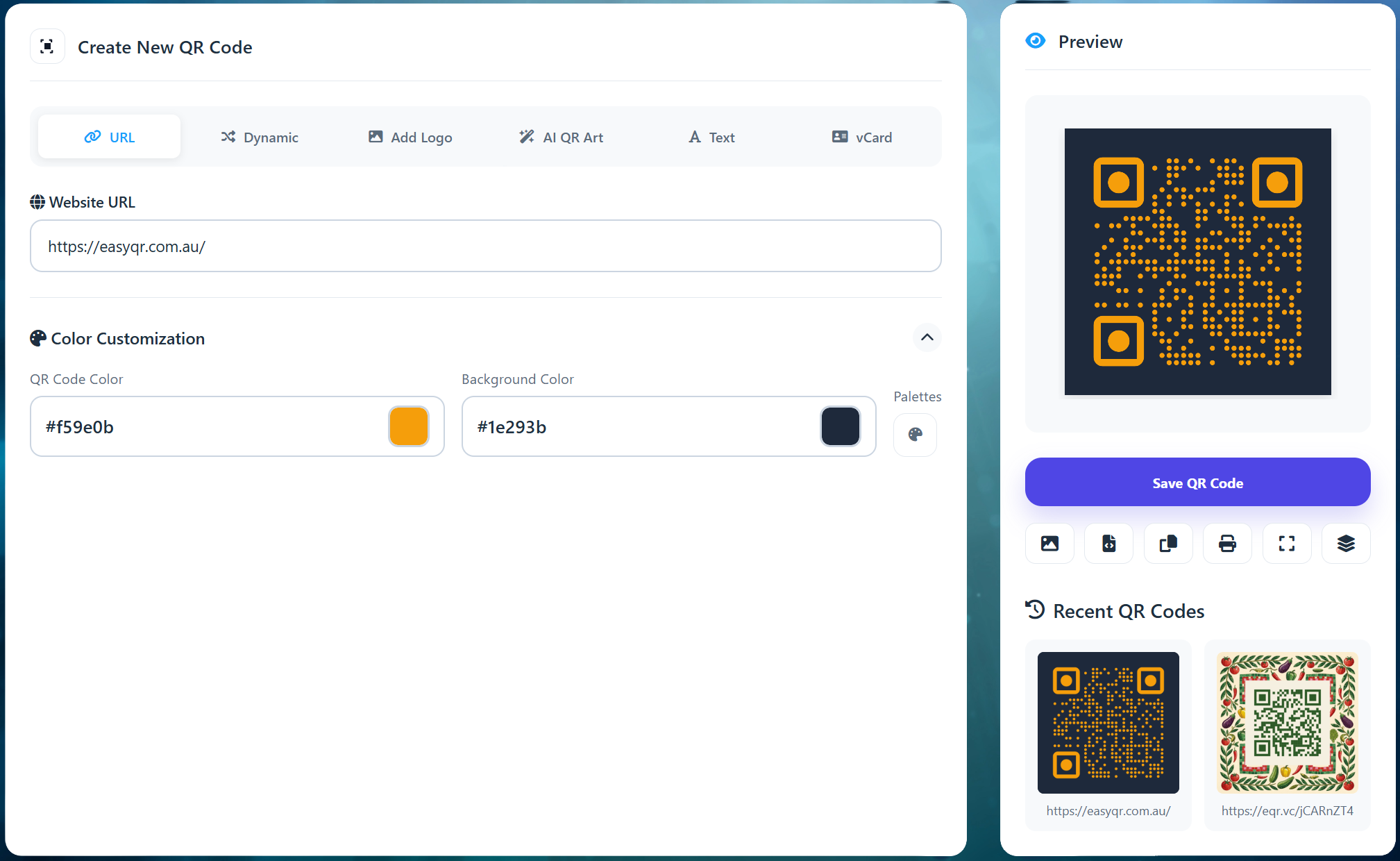 EasyQR QR code generator